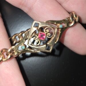Costume Gold Vintage Or Antique Bracelet With Paste Stones